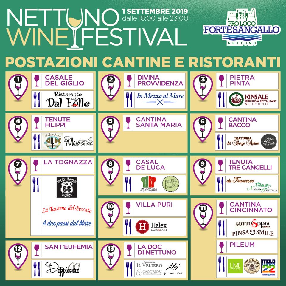 Le Cantine presenti al Nettuno Wine Festival 2019